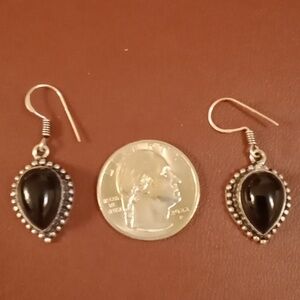 New black onyx sterling silver dangle earrings